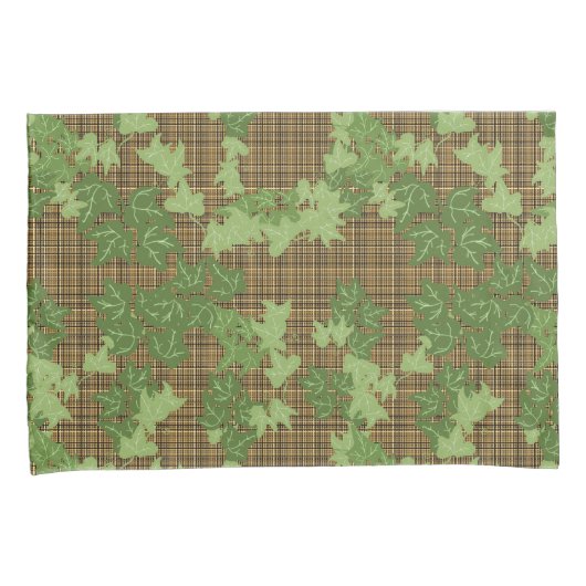 Groene visgoudbruine vlegel kussensloop (Voorkant-Rechts)