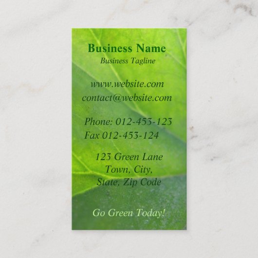 Groene Visitekaartjes (Voorkant)