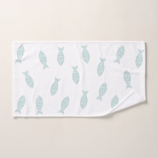 Groene vissen op witte achtergrond handdoek (Handdoek)