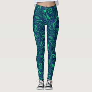 Groene Vissen Patroon 10.w D Blauw BG Leggings