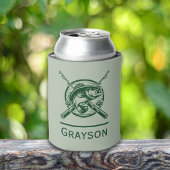 Groene visser Pool en vis gepersonaliseerd Blikjeskoeler