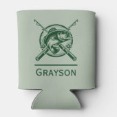 Groene visser Pool en vis gepersonaliseerd Blikjeskoeler (Achterkant)