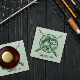 Groene visser Pool en vis gepersonaliseerd Glazen Onderzetter