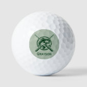 Groene visser Pool en vis gepersonaliseerd Golfballen (Voorkant)