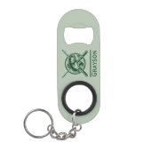 Groene visser Pool en vis gepersonaliseerd Mini Flessenopener (Voorkant)