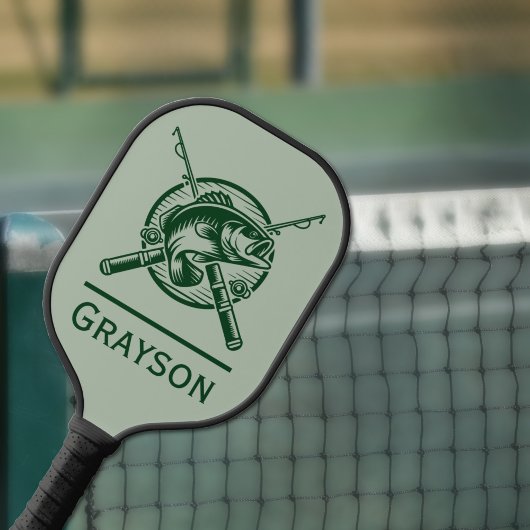 Groene visser Pool en vis gepersonaliseerd Pickleball Paddle