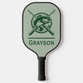 Groene visser Pool en vis gepersonaliseerd Pickleball Paddle (Voorkant)