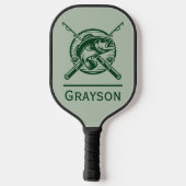 Groene visser Pool en vis gepersonaliseerd Pickleball Paddle (Achterkant)