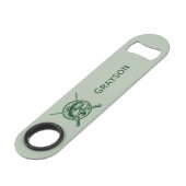 Groene visser Pool en vis gepersonaliseerd Speed Flessenopener (Voorkant Gekanteld)