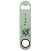 Groene visser Pool en vis gepersonaliseerd Speed Flessenopener (Achterkant)