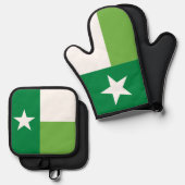 Groene vlag van de staat Texas Ovenwant & Pannenlap Set (Voorkant / Achterkant)