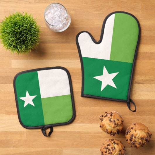 Groene vlag van de staat Texas Ovenwant & Pannenlap Set (Top down)