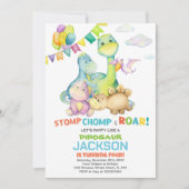 Groene vlaggen Dinosaurus Verjaardag Uitnodigingen (Voorkant)