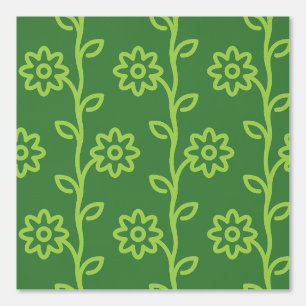 Groene vlakke bloem tuin patroon behang