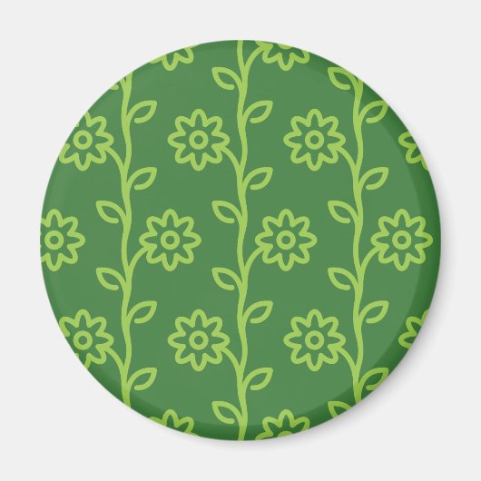 Groene vlakke bloem tuin patroon magneet (Voorkant)