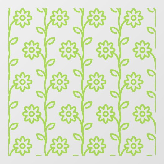 Groene vlakke bloem tuin patroon raamsticker (Vel)