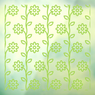 Groene vlakke bloem tuin patroon raamsticker