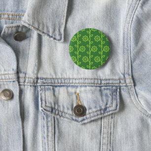 Groene vlakke bloem tuin patroon ronde button 5,7 cm