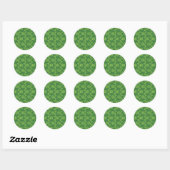 Groene vlakke bloem tuin patroon ronde sticker (Vel)