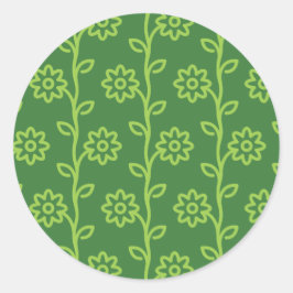 Groene vlakke bloem tuin patroon ronde sticker