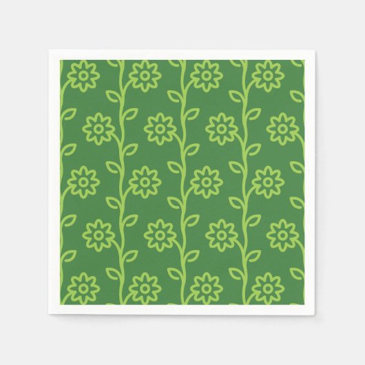 Groene vlakke bloem tuin patroon servet (Voorkant)