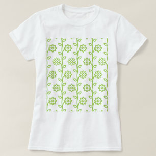 Groene vlakke bloem tuin patroon t-shirt