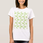 Groene vlakke bloem tuin patroon t-shirt (Voorkant)