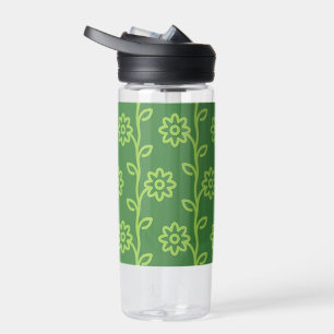 Groene vlakke bloem tuin patroon waterfles