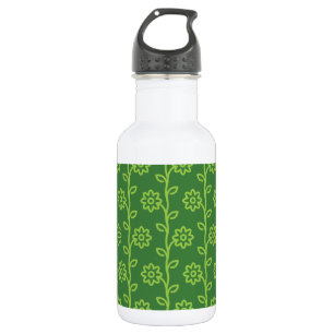 Groene vlakke bloem tuin patroon waterfles