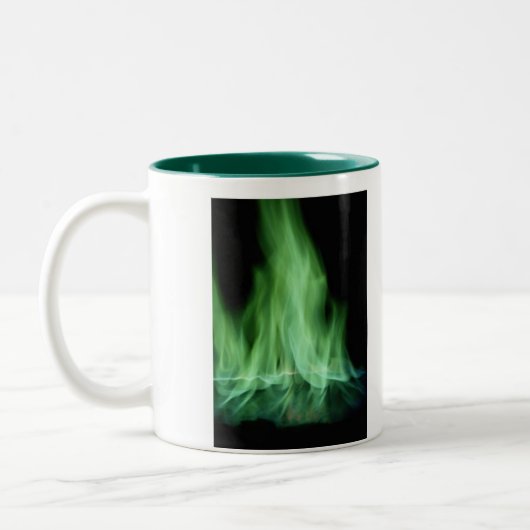 Groene vlam, ik hou van mijn mannen zoals mijn the tweekleurige koffiemok (Links)