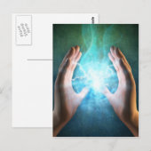 Groene vlam krachtige hellende handen briefkaart (Voorkant / Achterkant)