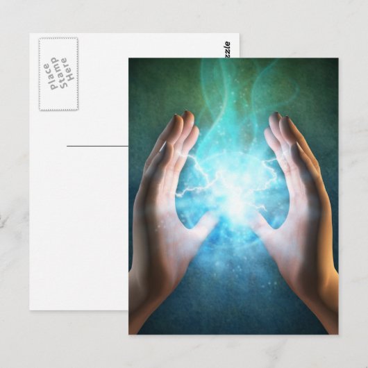 Groene vlam krachtige hellende handen briefkaart (Voorkant / Achterkant)