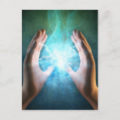 Groene vlam krachtige hellende handen briefkaart (Voorkant)