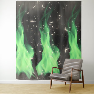 Groene vlam wandkleed