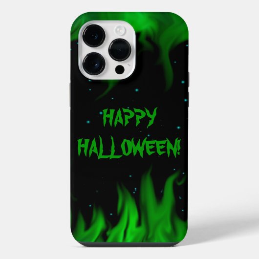 Groene vlammen in de sterrenhemel iPhone hoesje (Achterkant)