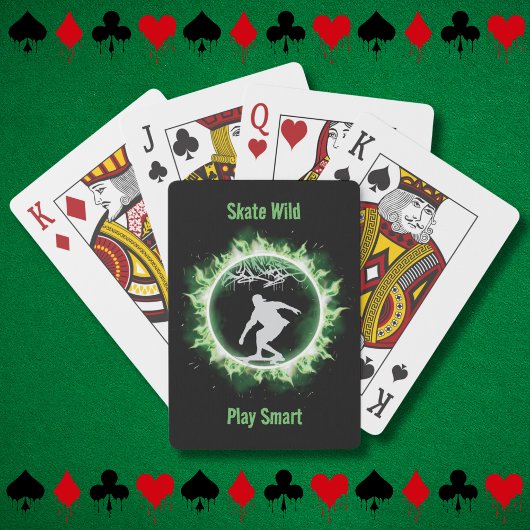 Groene Vlammen Skater Speelkaarten Deck