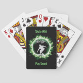 Groene Vlammen Skater Speelkaarten Deck (Achterkant)