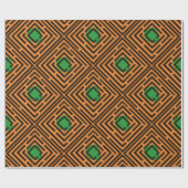 Groene Vlek Zwart Labyrint Patroon op Aangepaste K Cadeaupapier (Vlak)