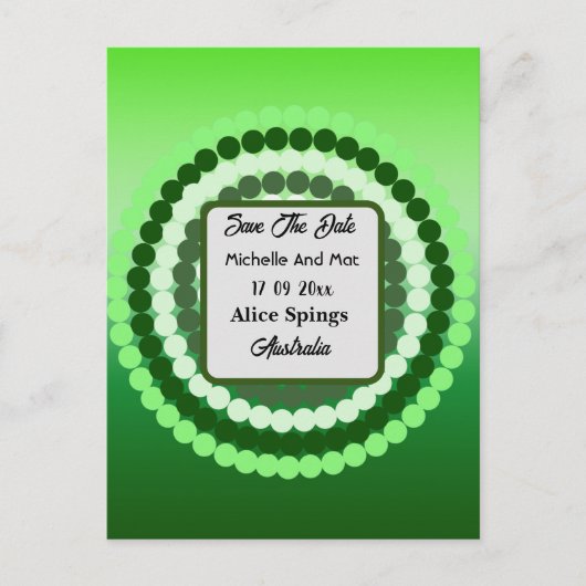 Groene vlekken Bewaar de datum, Briefkaart (Voorkant)