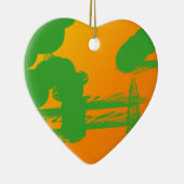 Groene vlekken in sinaasappel keramisch ornament (Rechts)