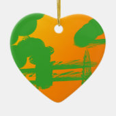 Groene vlekken in sinaasappel keramisch ornament (Voorkant)