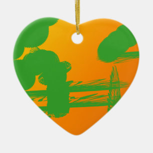 Groene vlekken in sinaasappel keramisch ornament