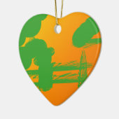 Groene vlekken in sinaasappel keramisch ornament (Links)