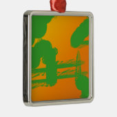 Groene vlekken in sinaasappel metalen ornament (Rechts)