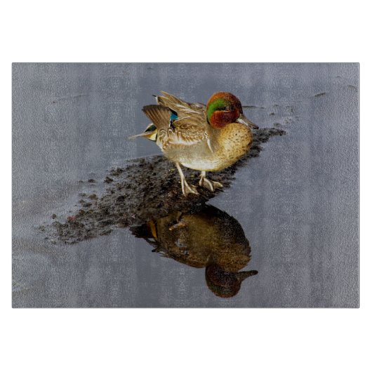 Groene vleugel Blauwgroen eend snijplank (Voorkant)