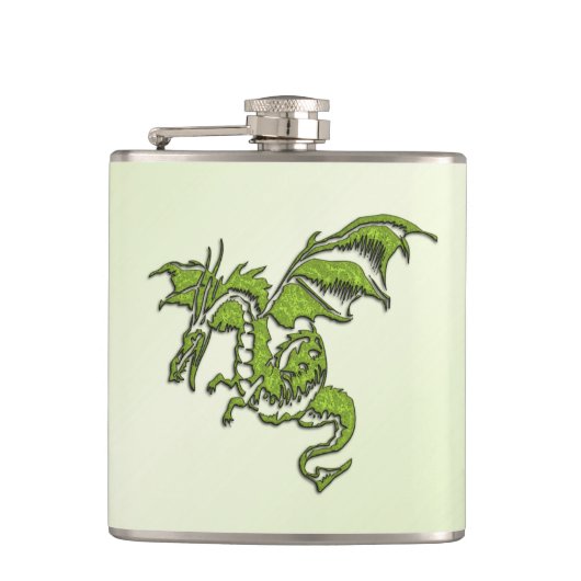 Groene Vliegende Draak Heupfles (Voorkant)