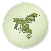 Groene Vliegende Draak Keramische Knop (Voorkant)