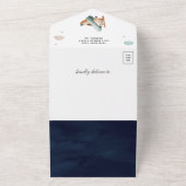 Groene Vliegtuigen Navy Blue Baby shower All In One Uitnodiging (Buitenkant)