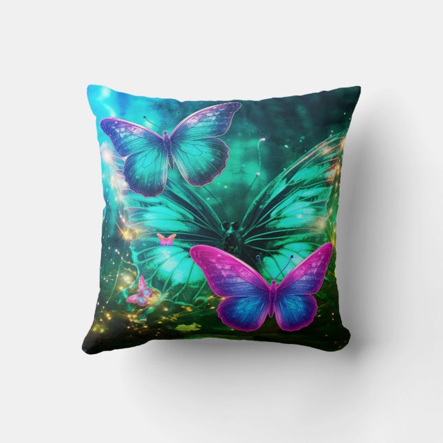 Groene Vlinder Bankbed Stoel Worp Kussen WOW (Achterkant)