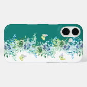 Groene Vlinder Bloemige Hoes voor Telefoon (Achterkant (horizontaal))